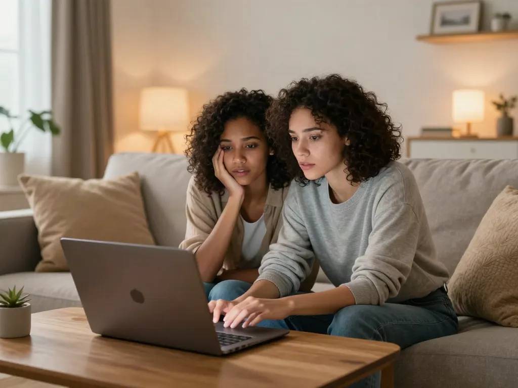 Engaging girlfriend ai experience in a cozy home setting with digital avatars.